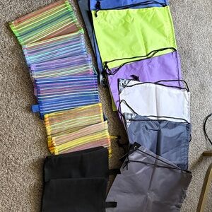 Assorted Colorful Mesh and Nylon Drawstring Bags